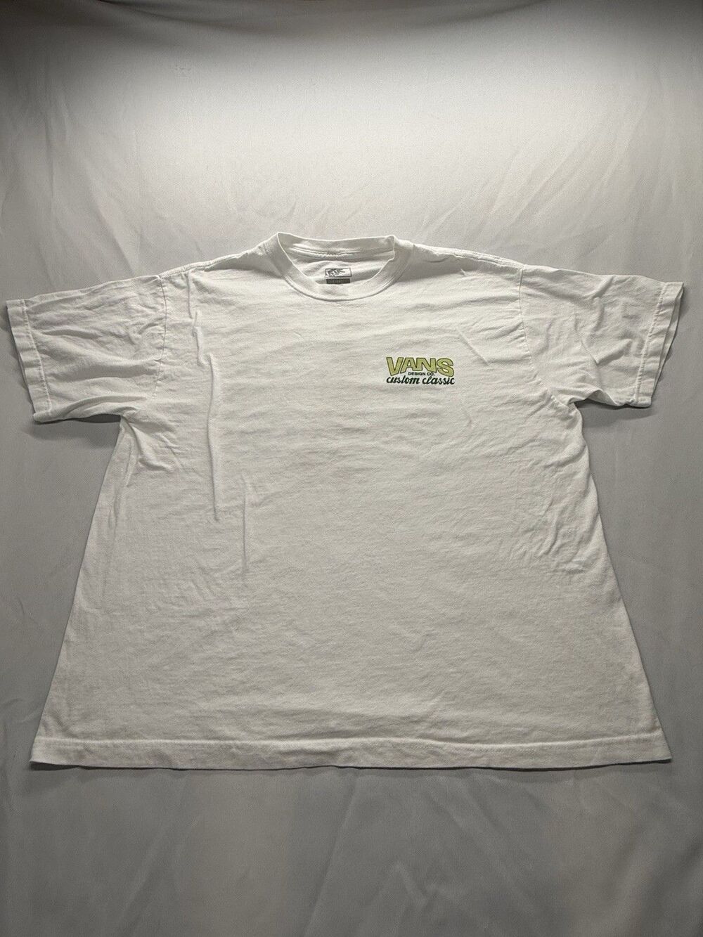 Men’s Vans, White T-Shirt, Xl Graphic, Short Sleeve Green White ￼